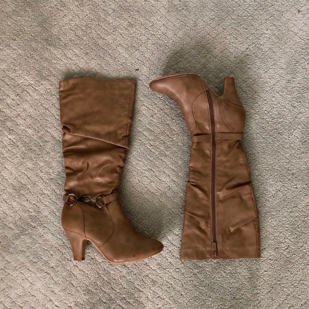 Tan heeled boots